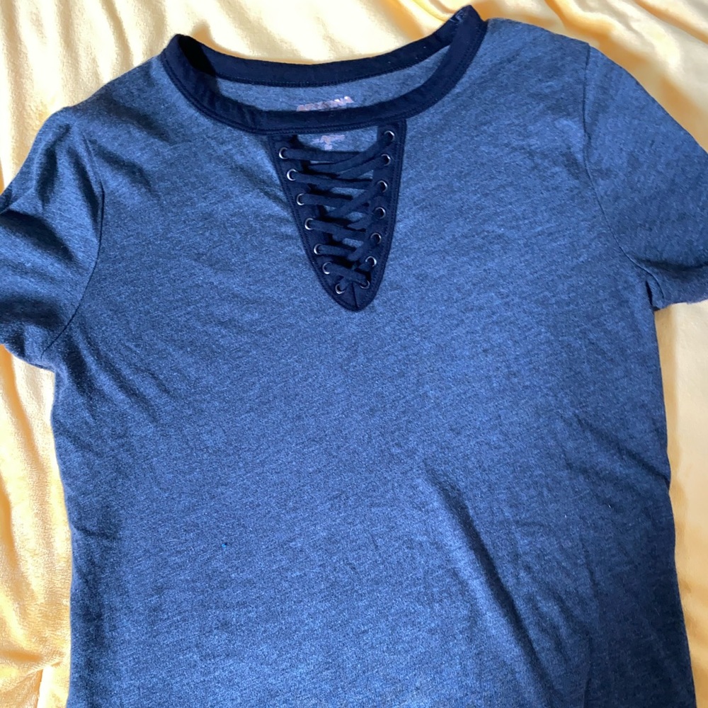 Grey & Black Cutout/ Lace-Up Tee